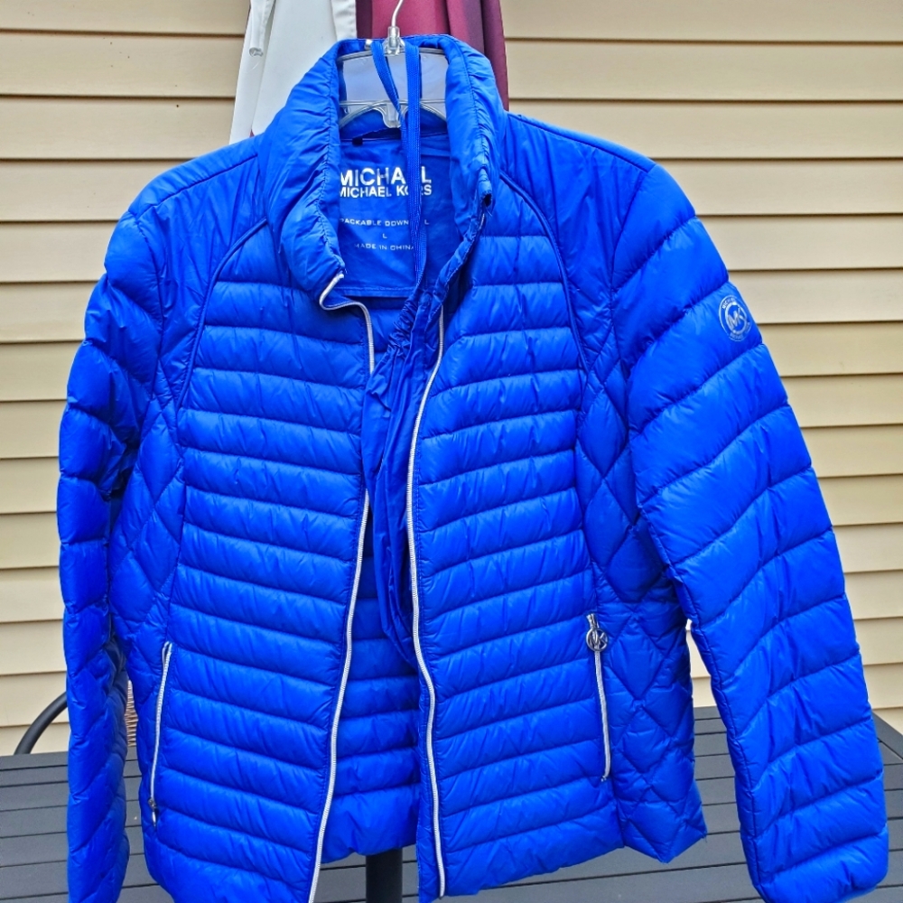 Michael Kors Blue Packable Puffer Jacket